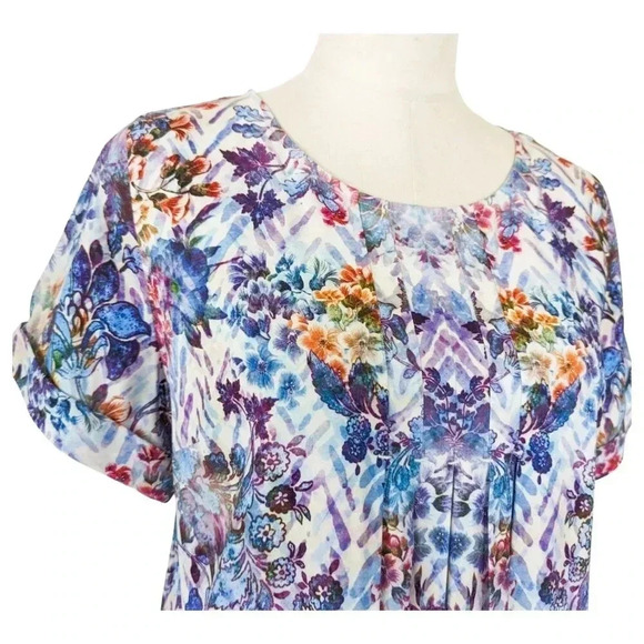 SOFT SURROUNDINGS Floral Pleated Top Size S - Picture 3 of 10